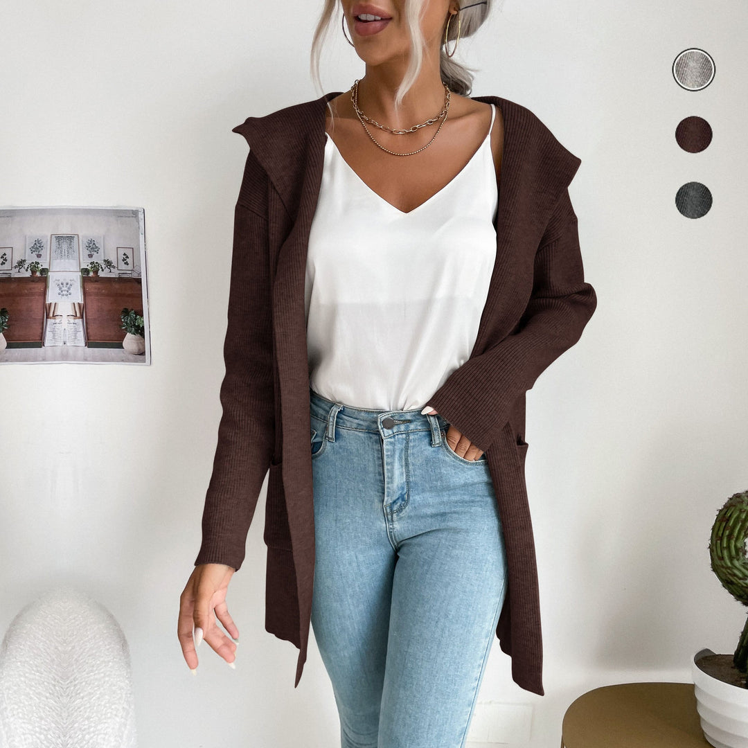 Damen Langer gerippter Cocoon-Cardigan aus leichtem Feinstrick mit Eingrifftaschen Shop Nory