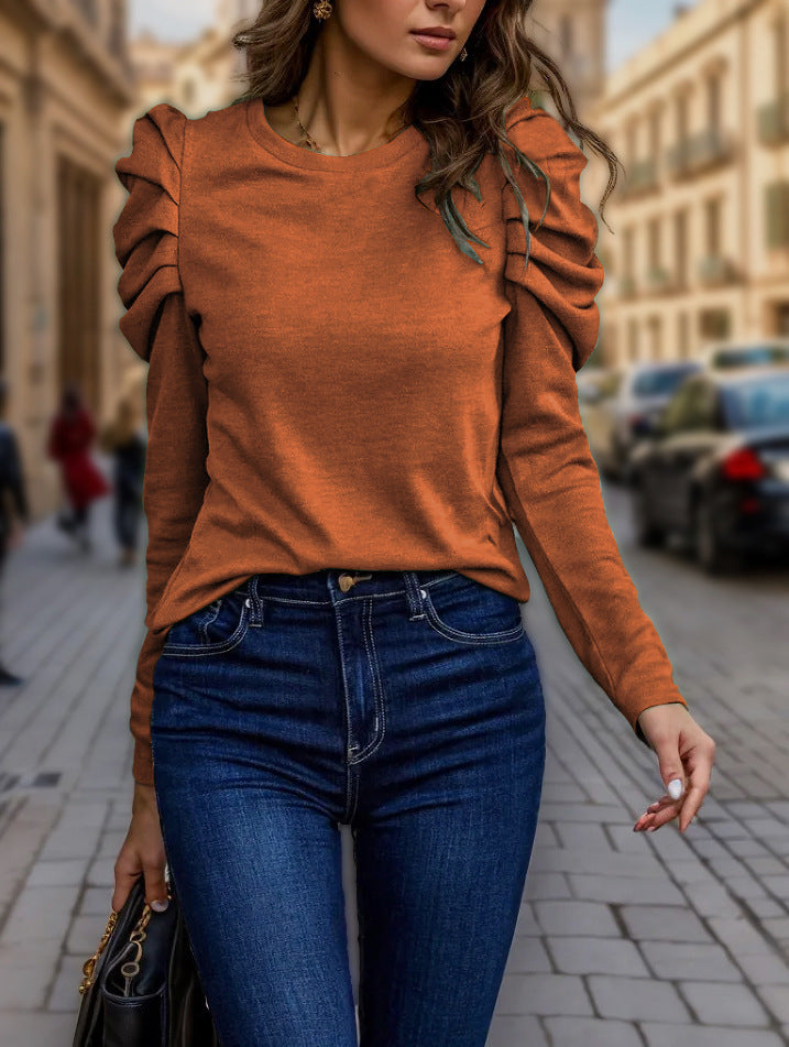 Damen nan feiner Feinstrick-Pullover mit stufigen Volants an den Schultern Shop Nory