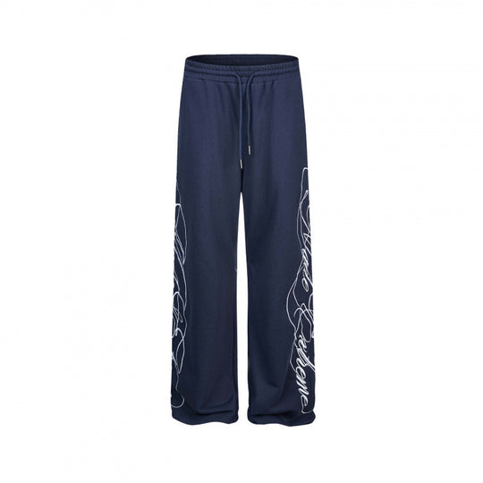 Damen Weite Jersey-Hose mit Kordelzug, seitlichem Line-Art Print und Relaxed-Fit Shop Nory