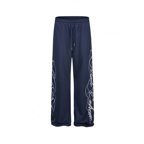 Damen Weite Jersey-Hose mit Kordelzug, seitlichem Line-Art Print und Relaxed-Fit Shop Nory