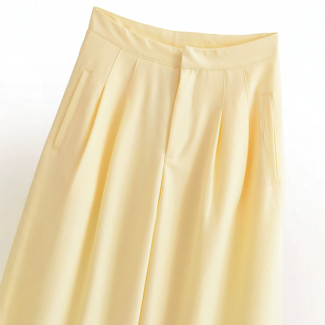 Damen Weite Culotte-Hose mit hoher Taille, Bundfalten und Eingrifftaschen Shop Nory