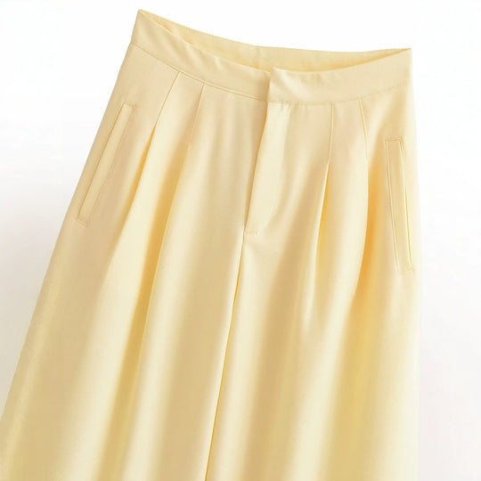 Damen Weite Culotte-Hose mit hoher Taille, Bundfalten und Eingrifftaschen Shop Nory
