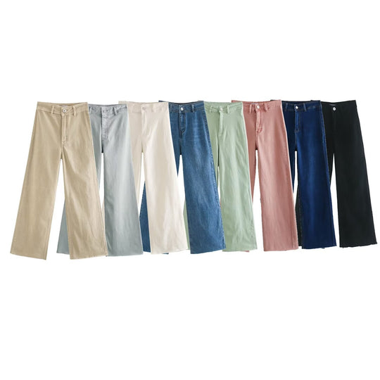 Damen weite High‑Waist Worker‑Hose mit aufgesetzten Gesäßtaschen Shop Nory