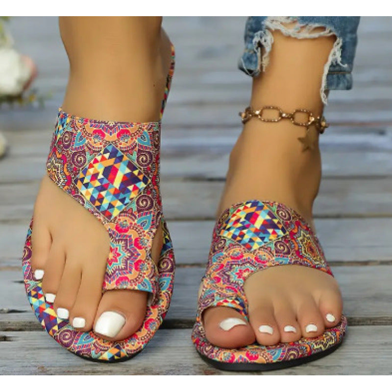Damen Bequeme Zehentrenner-Sandalen mit verspieltem Blumenmuster und weichem Fußbett Shopnory