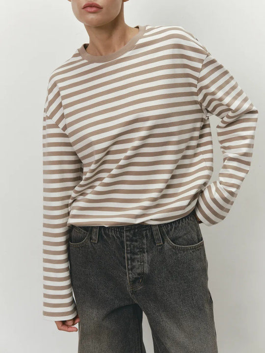 Damen Lässiges gestreiftes Langarmshirt Shop Nory