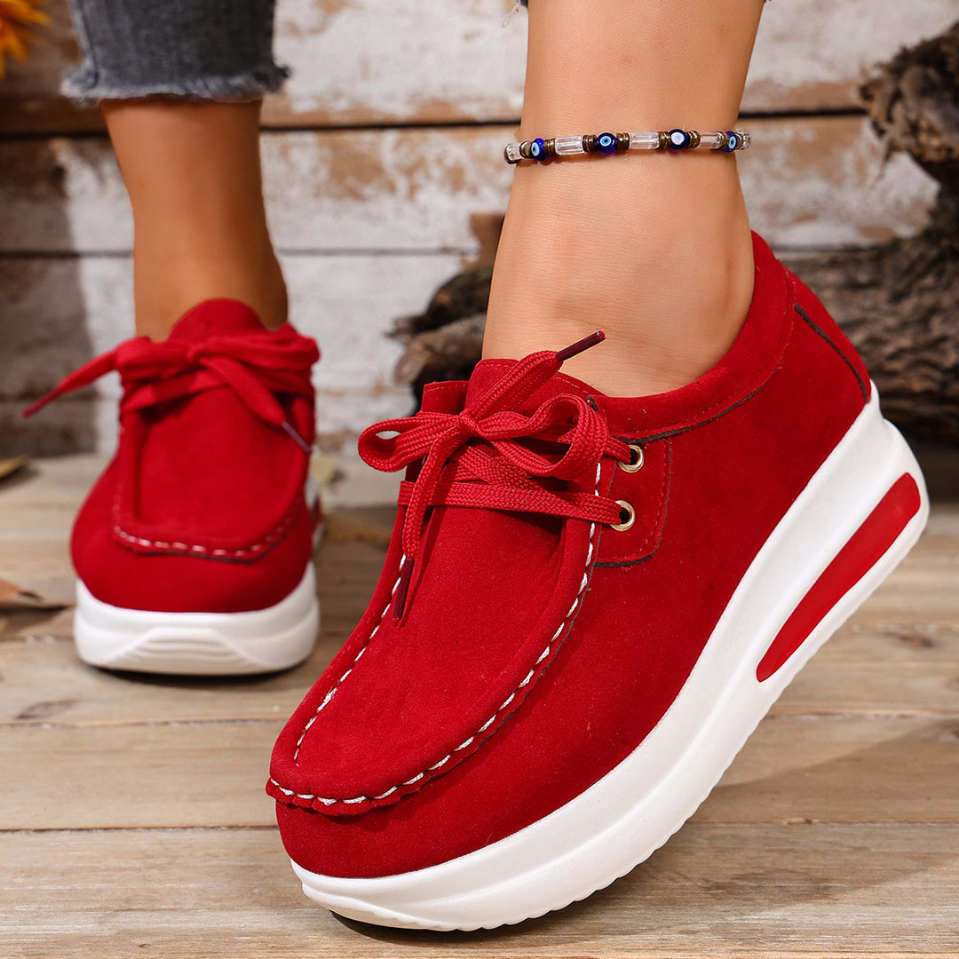 Damen Bequeme Keil‑Plateau‑Sneaker mit Wildlederoptik und gepolstertem Komfortfußbett Shop Nory