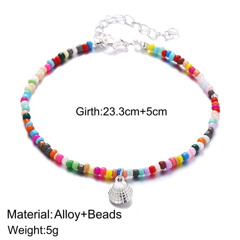 Damen bunte Sommer-Halskette mit muschelförmigem Anhänger Shop Nory