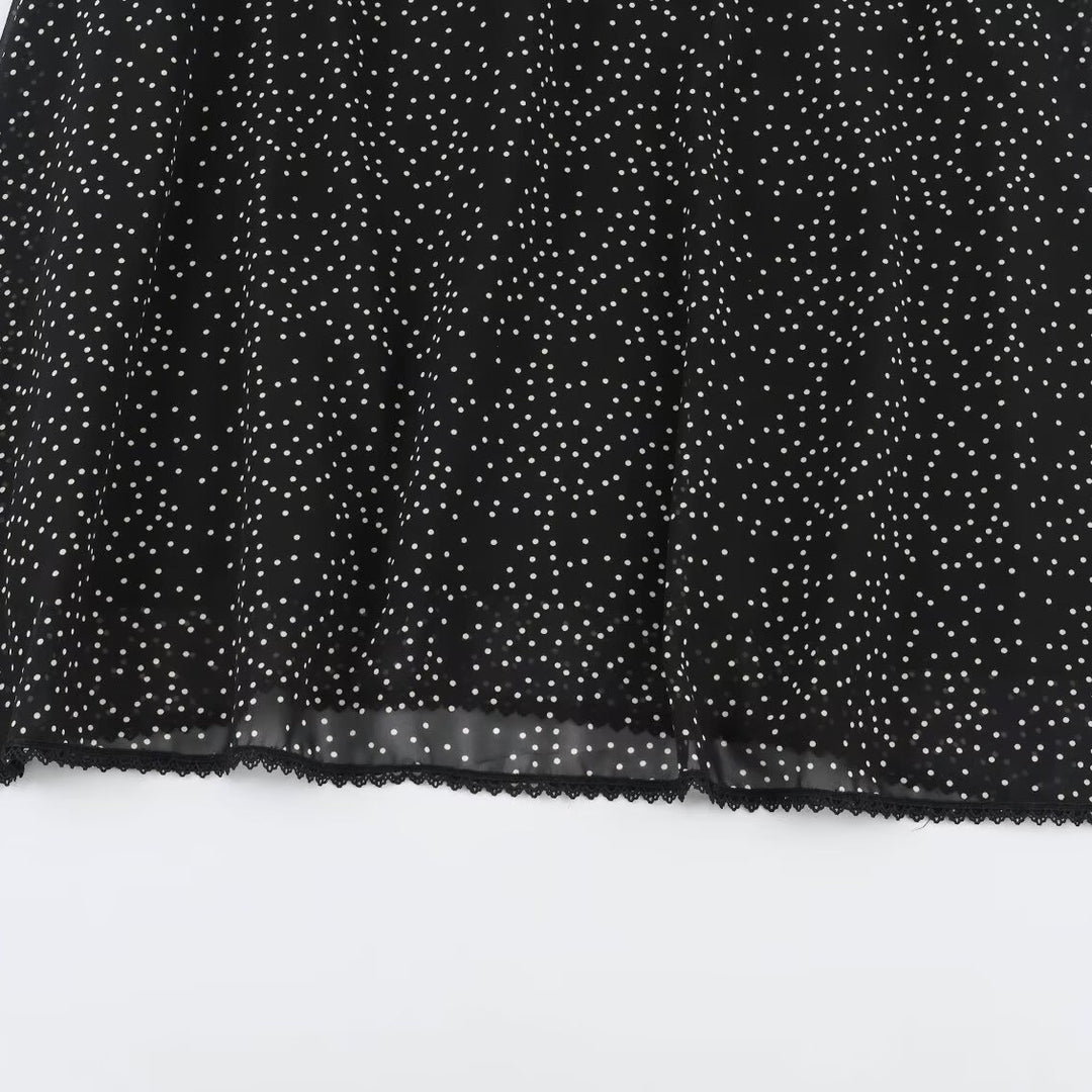 Damen Midikleid mit Rüschenfront, Stehkragen und ausgestelltem A-Linien‑Rock Shop Nory
