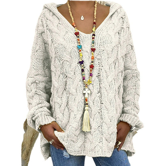 Damen nan grob gestrickter Kapuzenpullover mit Zopfmuster und weitem Oversize-Schnitt Shop Nory