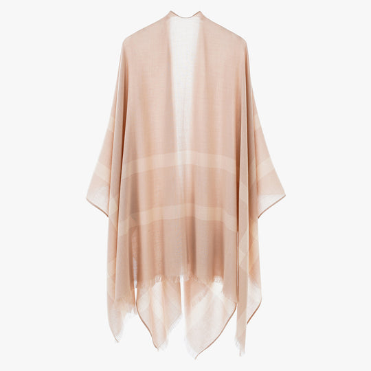 Damen Leichter V-Ausschnitt-Poncho aus feinem Gewebe mit diagonalen Kontraststreifen Shop Nory