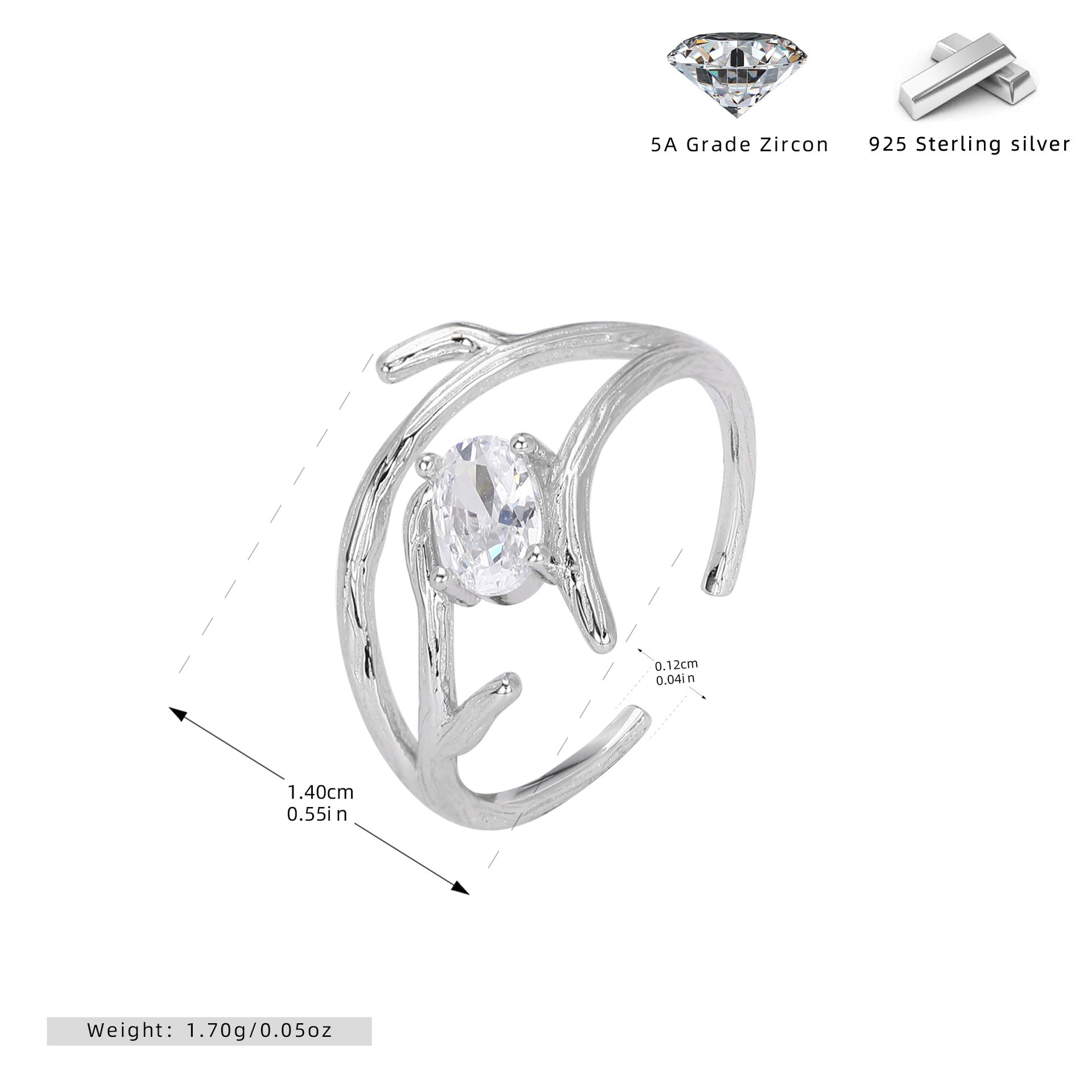 Damen Ring mit elegantem, geschwungenem Design und funkelndem Zirkon Shop Nory