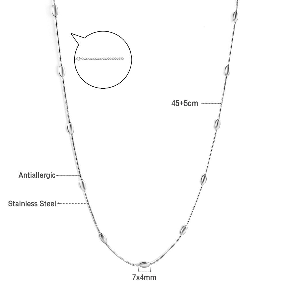 Damen elegante Halskette aus antiallergischem Edelstahl mit feinen, gewölbten Elementen Shop Nory