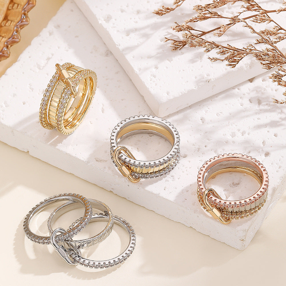 Damen Zarter Ring mit funkelnden Zirkonia und innovativem Design Shop Nory