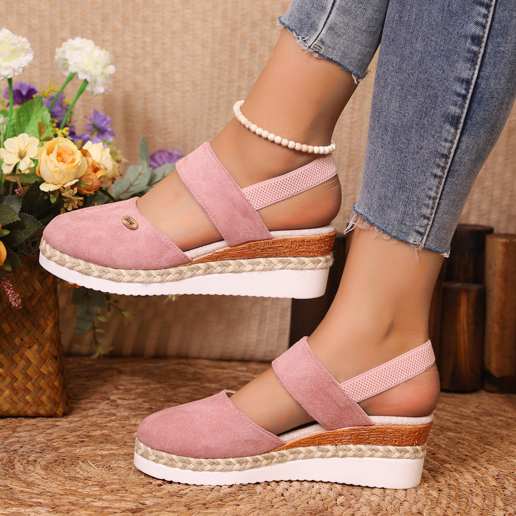 Damen Wedge-Sandalen mit elastischen Riemen und edlem Espadrille-Design