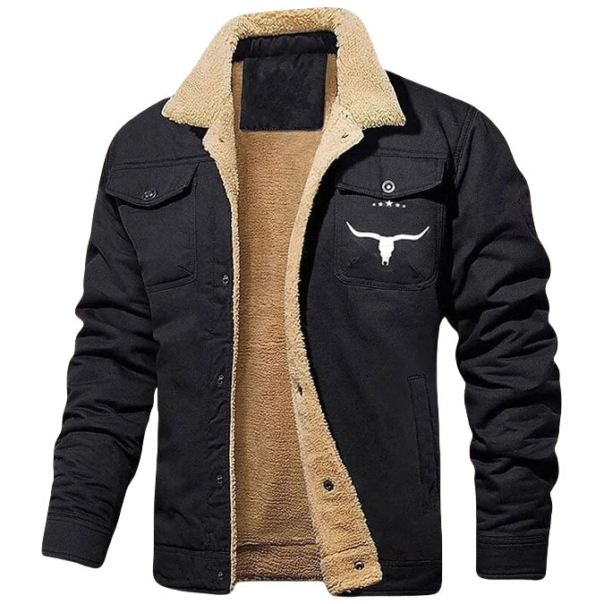 Herren gefütterte Sherpa-Canvas-Jacke mit Knopfleiste und Brusttaschen Shop Nory