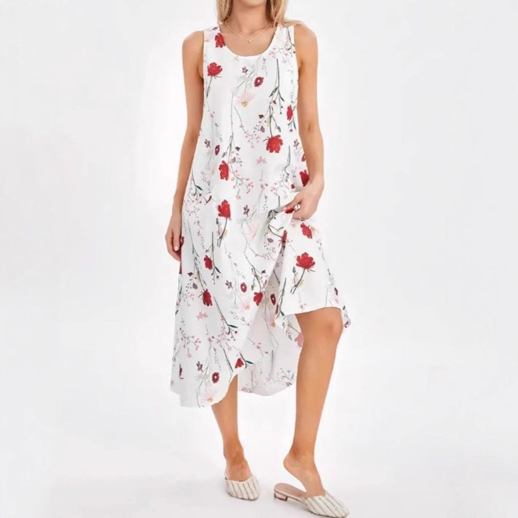 Damen Sommerkleid mit trendigem Leopardenmuster und praktischen Taschen
