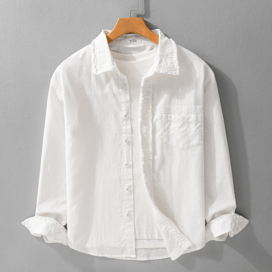 Herren Fransen-Overshirt aus Baumwollmix mit Brusttasche und Knopfleiste Shop Nory