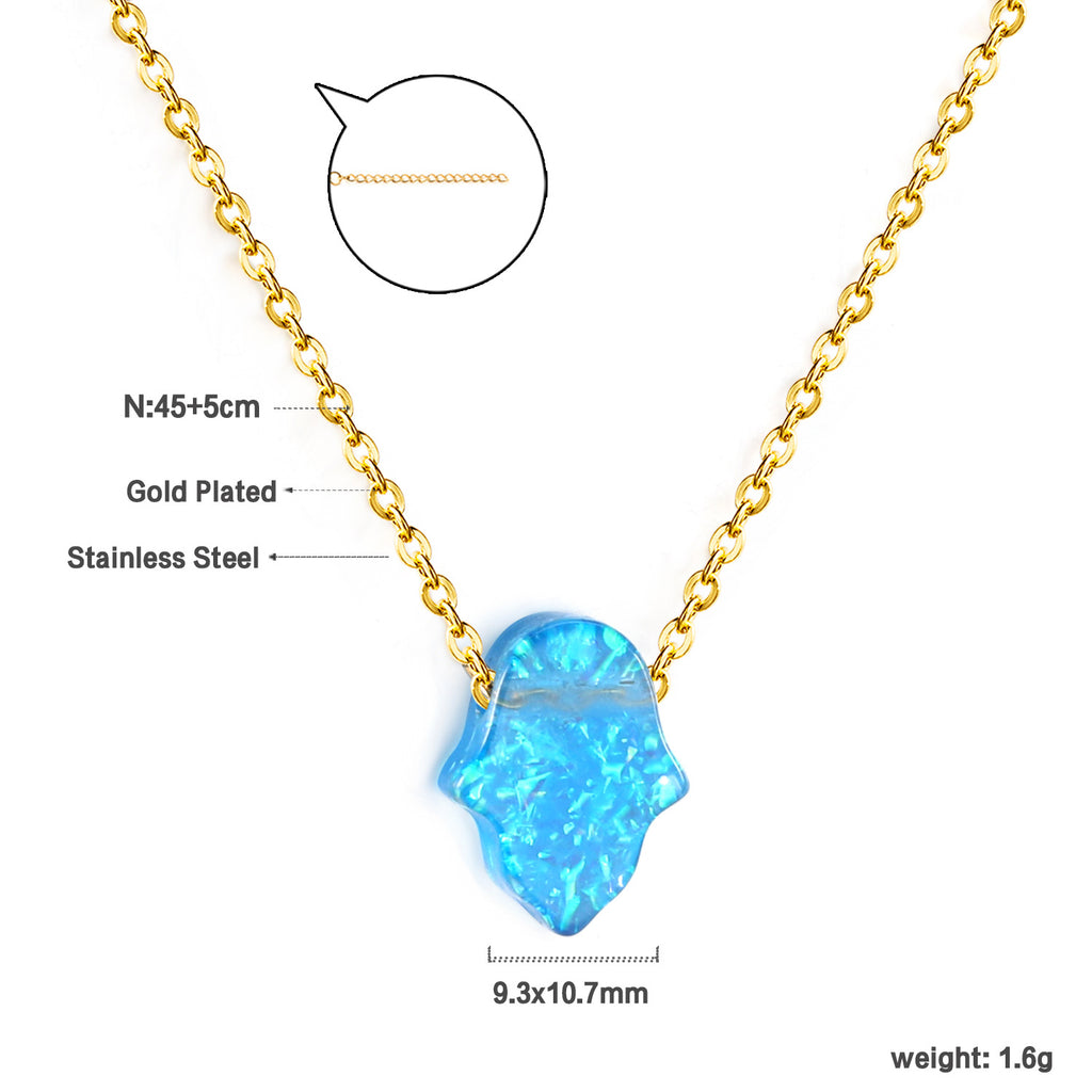 Damen Halskette mit kunstvollem Hamsa-Anhänger aus hochwertigem Edelstahl und goldplattierter Kette Shop Nory