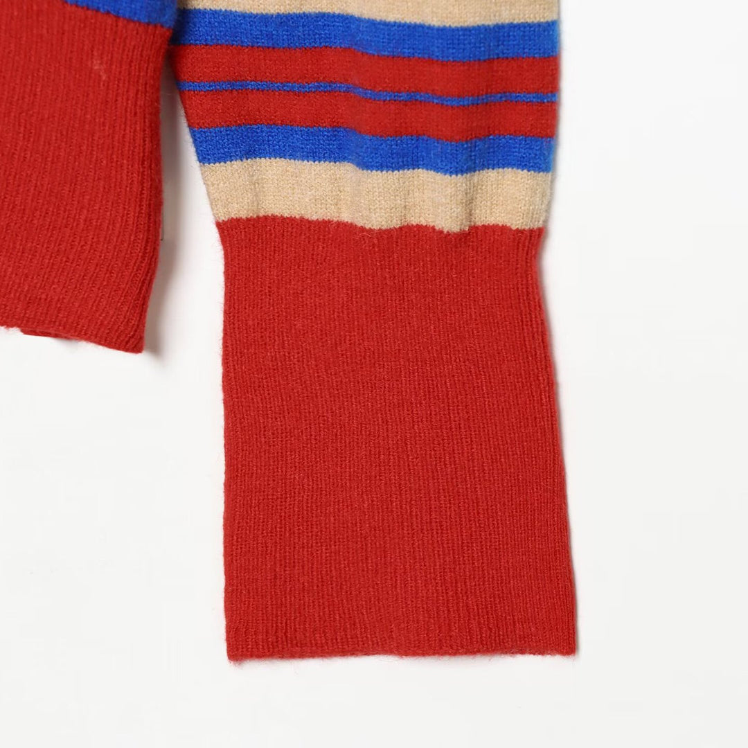 Damen Gestreifter Feinstrickpullover mit Rundhalsausschnitt und verlängerten Rippbündchen Shop Nory