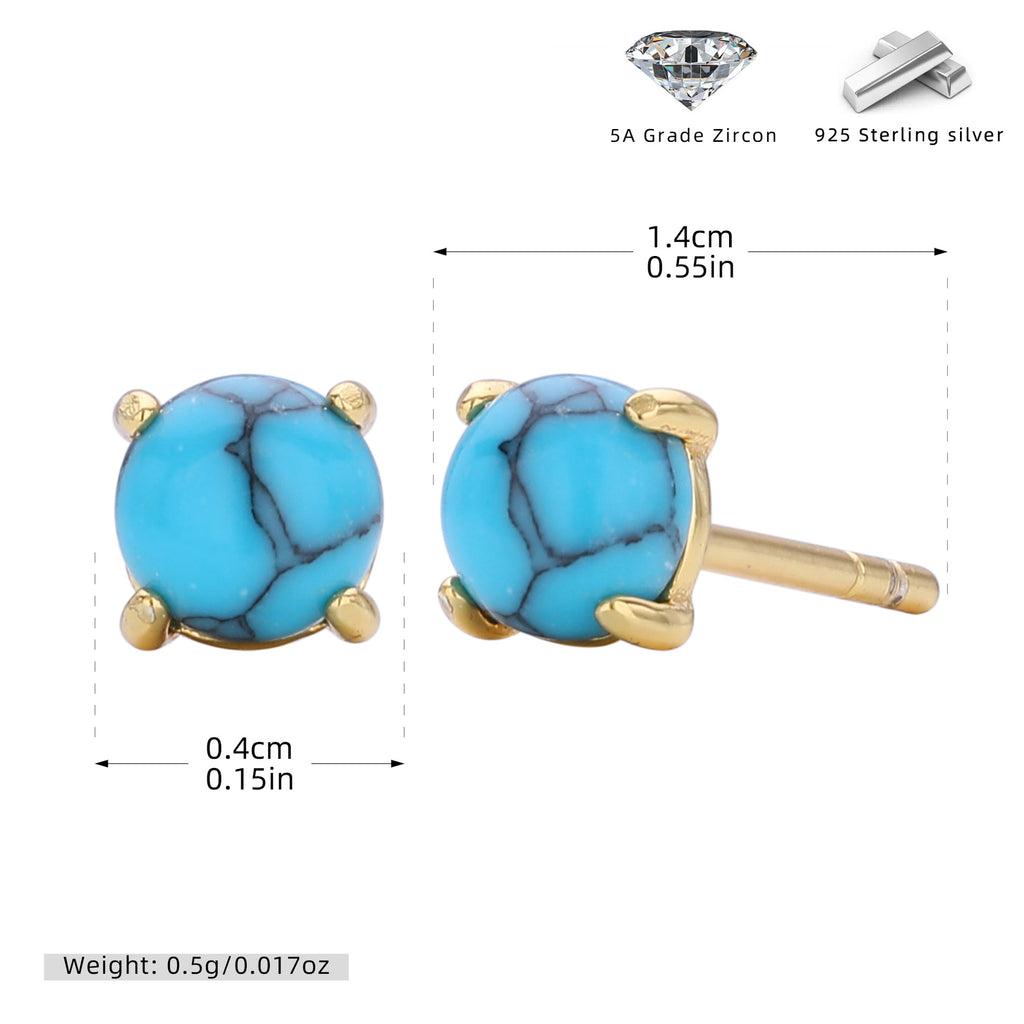 Damen Ohrstecker aus 925 Sterling Silber mit türkisfarbenem Zirkon Shop Nory