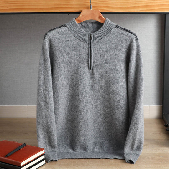Herren Halbzip-Rollkragenpullover aus Kaschmir-Mix mit feiner Rippkante Shop Nory
