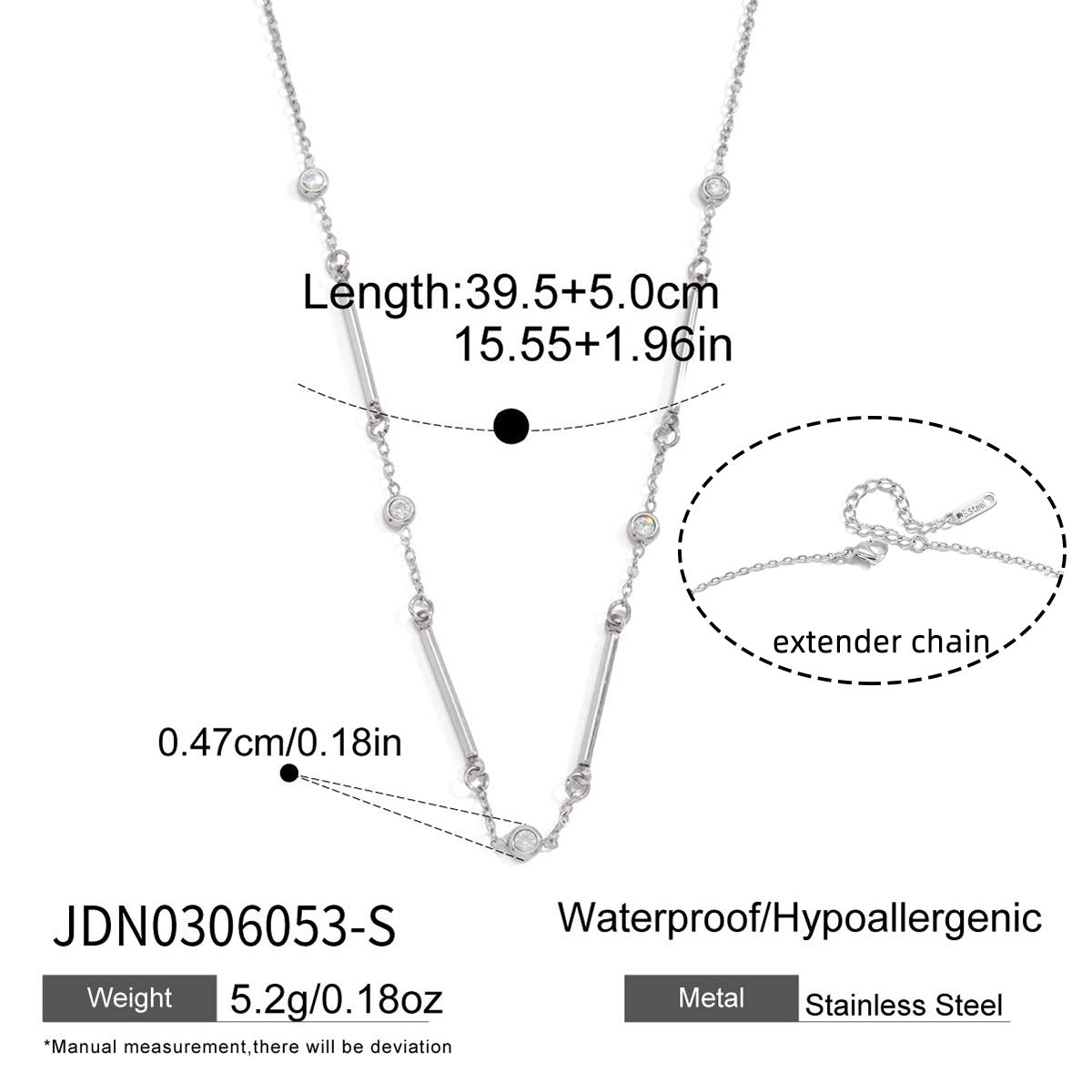 Damen elegante Halskette aus hypoallergenem Edelstahl mit funkelnden Zirkonia-Details Shop Nory