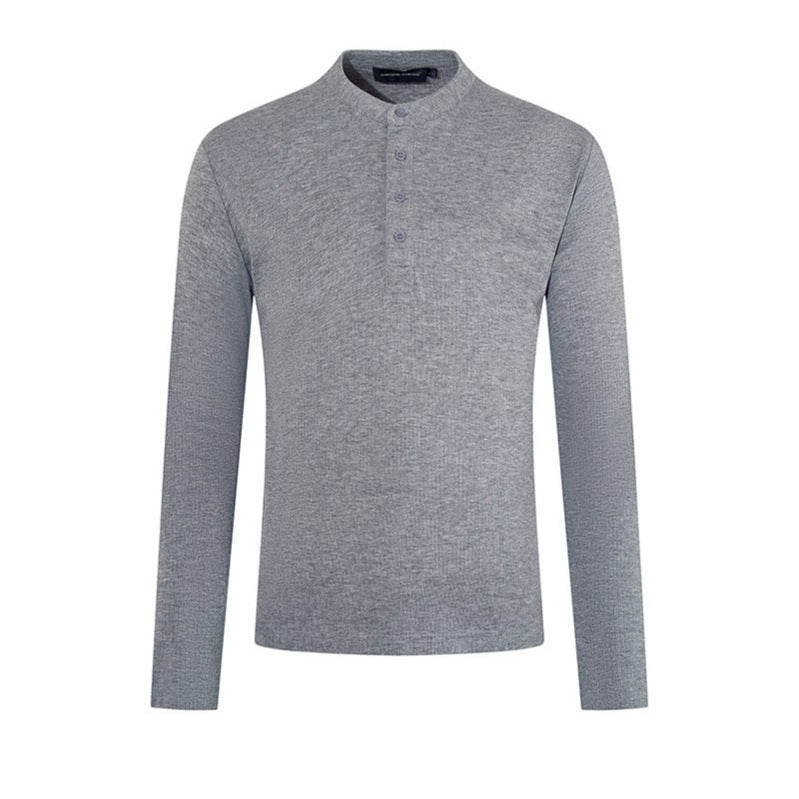 Herren Feinstrick-Langarmshirt mit Stehkragen und Knopfleiste Shop Nory