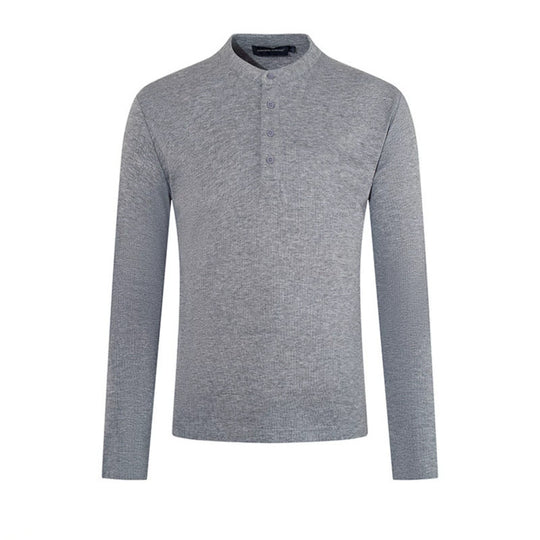 Herren Feinstrick-Langarmshirt mit Stehkragen und Knopfleiste Shop Nory