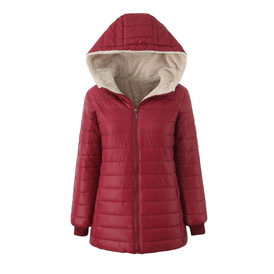 Damen Steppmantel mit Teddyfutter-Kapuze und wärmender Wattierung Shop Nory