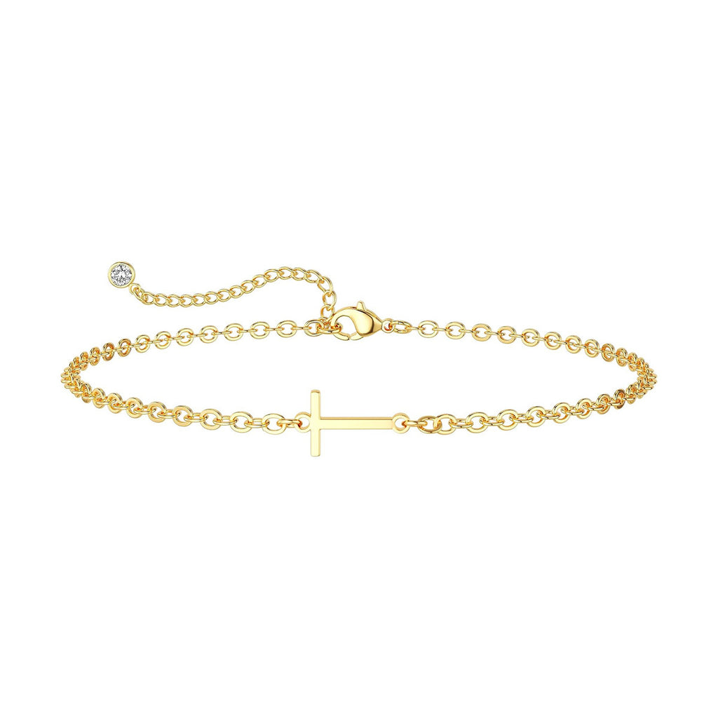 Damen Fußkettchen mit personalisiertem Anfangsbuchstaben und funkelndem Zirkonia-Detail Shop Nory