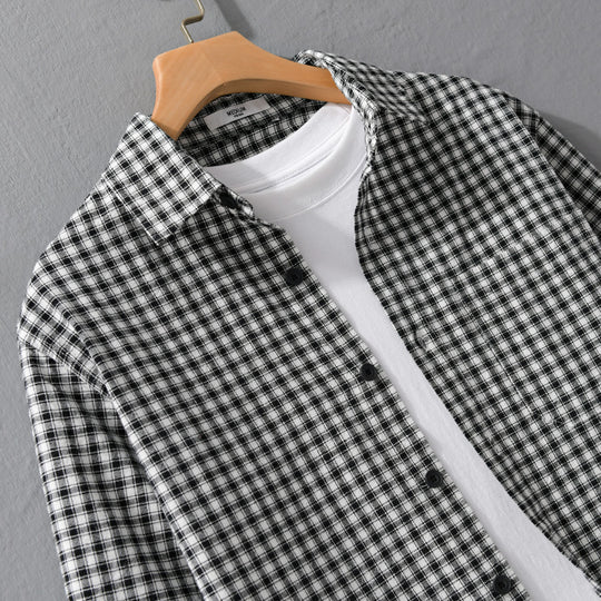 Herren Karo-Lounge-Hemdjacke aus Baumwollmix mit Relaxed-Fit und Button-Down-Front Shop Nory