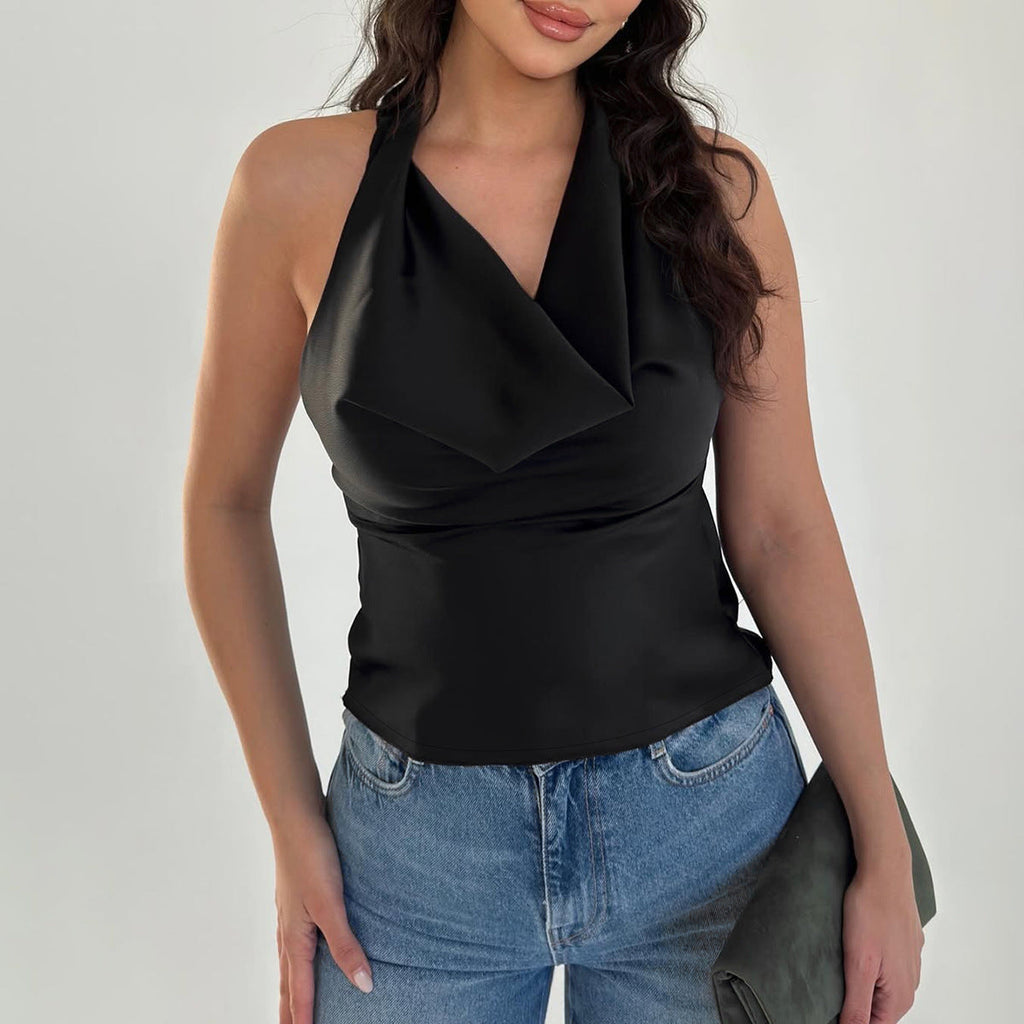Damen Elegantes Open-Back Top mit langem Rückenausschnitt Shopnory