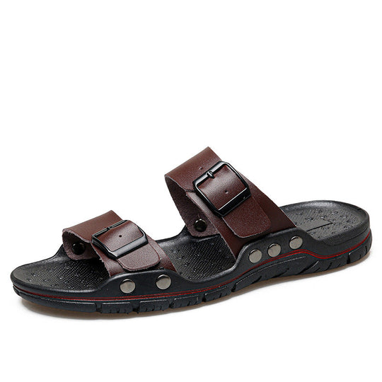 Herren Bequeme Leder-Sandalen mit verstellbaren Riemen