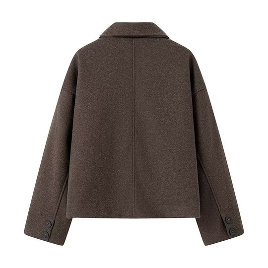Damen Kurzjacke aus Wollmix im Boxy‑Caban‑Stil mit Hemdkragen und Eingrifftaschen Shop Nory