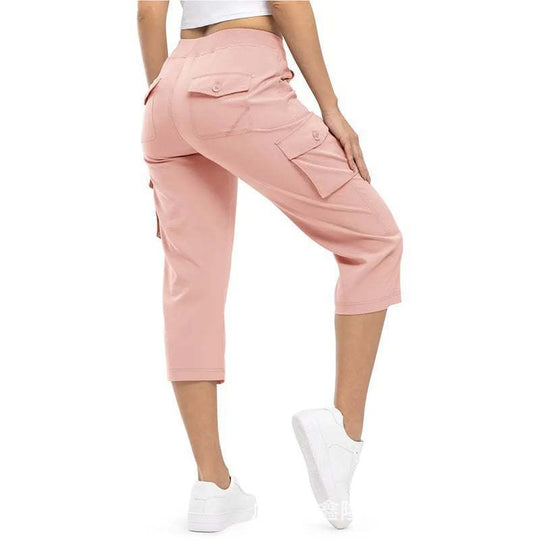 Damen Capri Cargo-Hosen in Bermuda-Länge mit hoher Taille und aufgesetzten Klappentaschen Shop Nory