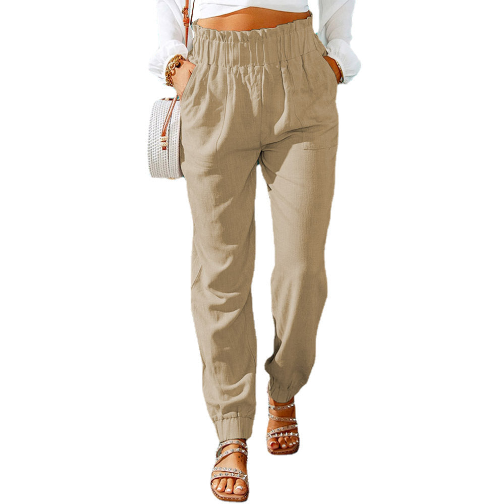 Damen Bequeme und elegante Sommerhose mit elastischem Bund und praktischen Taschen