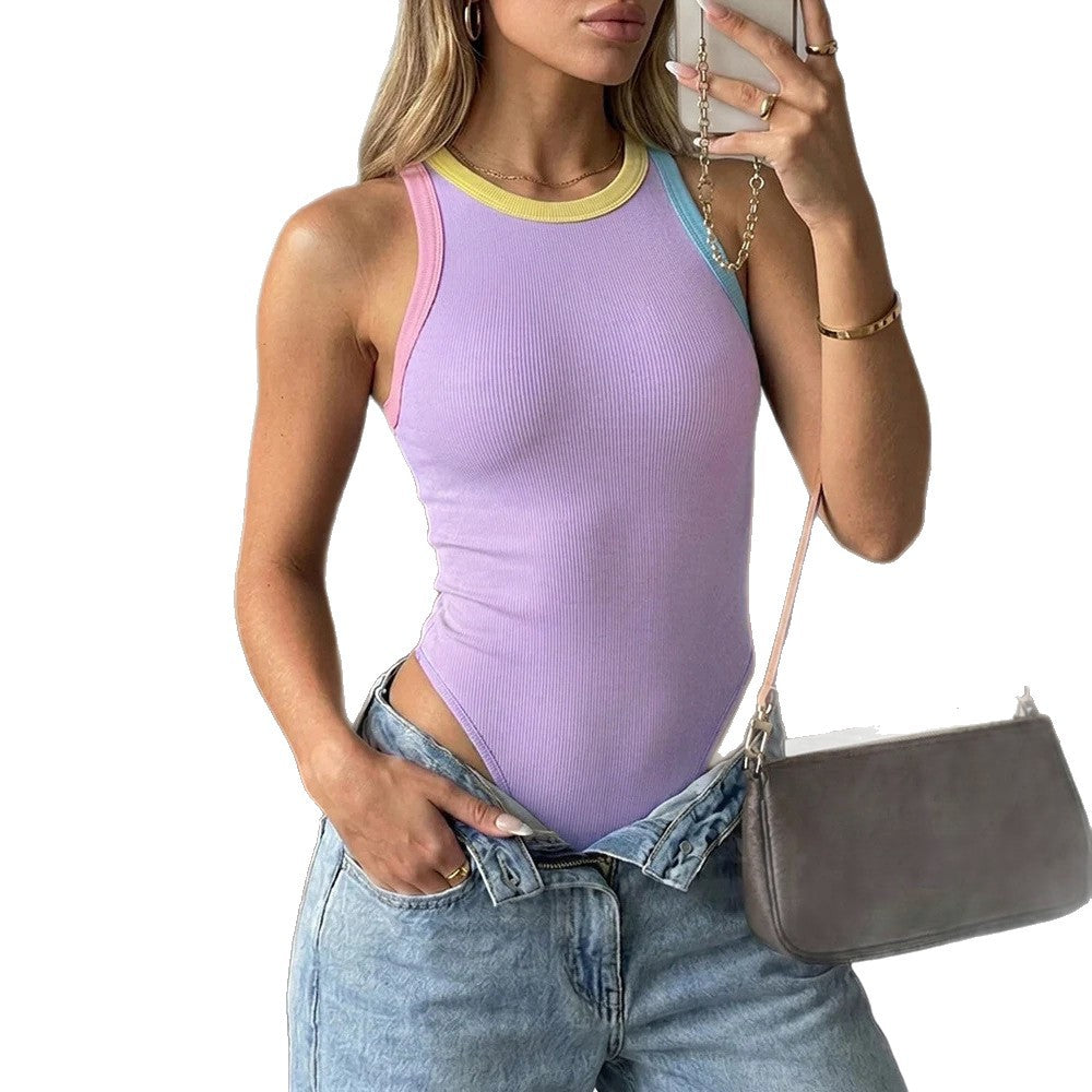 Damen Racerback Bodysuit mit schmalen Trägern und eleganter Rippenstruktur Shopnory