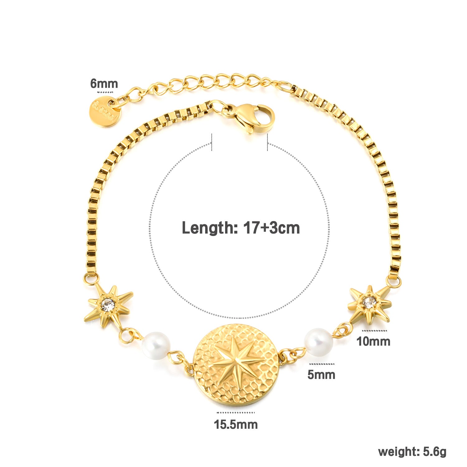 Damen Armband mit funkelndem Sternenanhänger und verstellbarem Design Shop Nory
