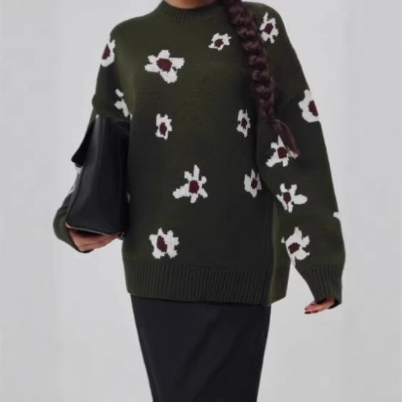 Damen Modischer Pullover mit floralen Mustern