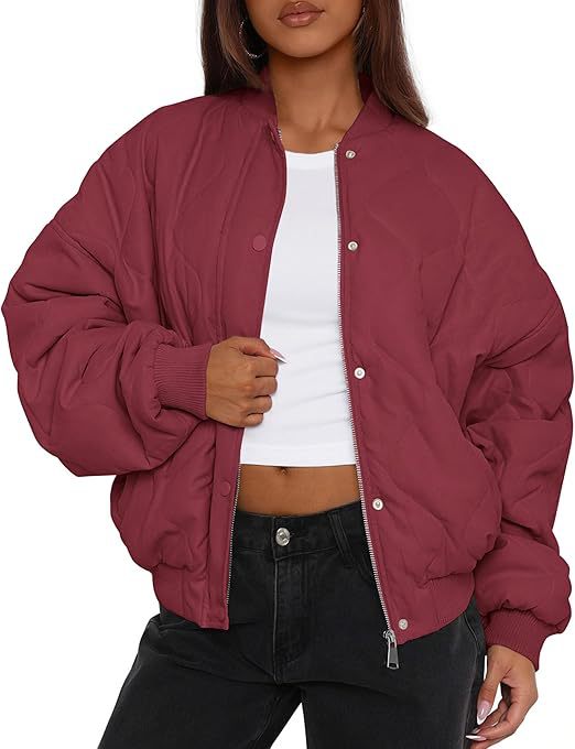 Damen Übergroße Stepp-Bomberjacke mit wattierter Polsterung und Raglanärmeln Shop Nory