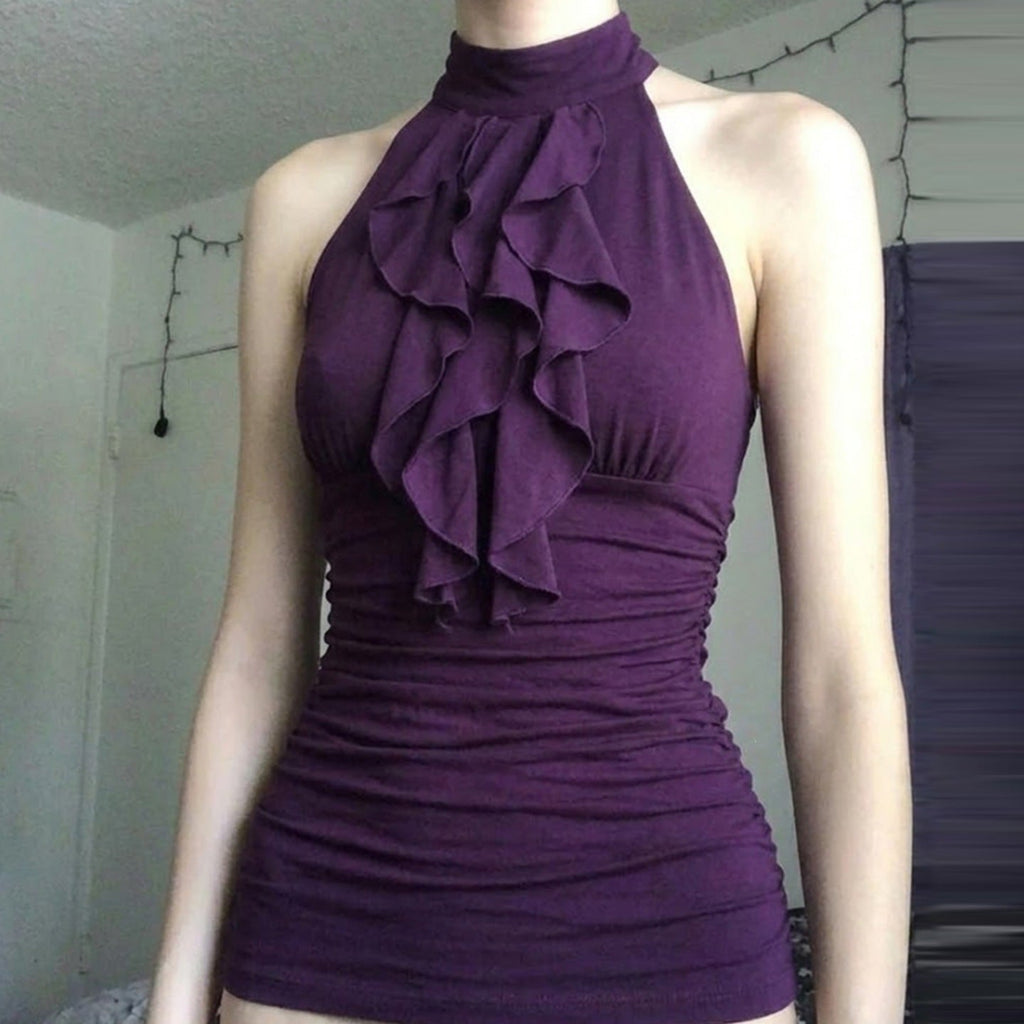 Damen Haltertop mit elegantem Rüschendesign Shopnory