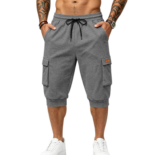 Herren Dreiviertel-Sweat-Cargo mit elastischem Bund, Kordelzug und Mehrfachtaschen Shop Nory
