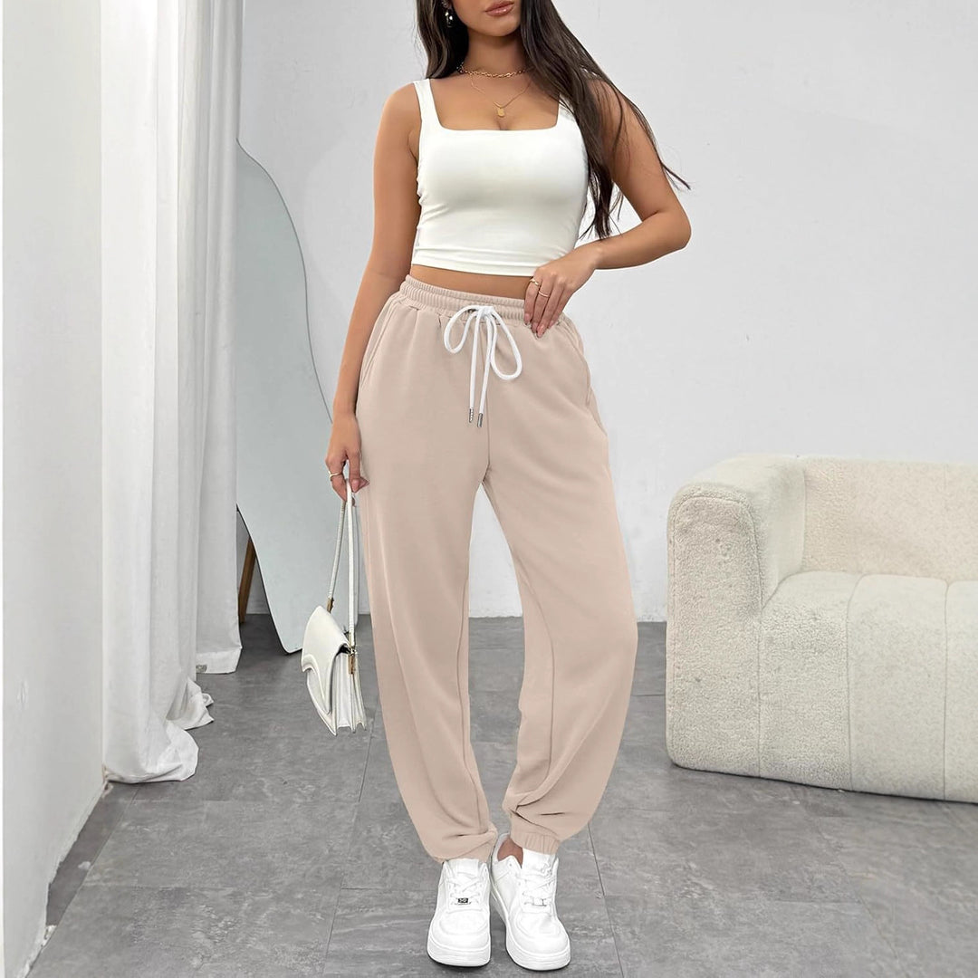 Damen High-Waist Jogginghose mit Tunnelzug, elastischen Bündchen und Seitentaschen Shop Nory