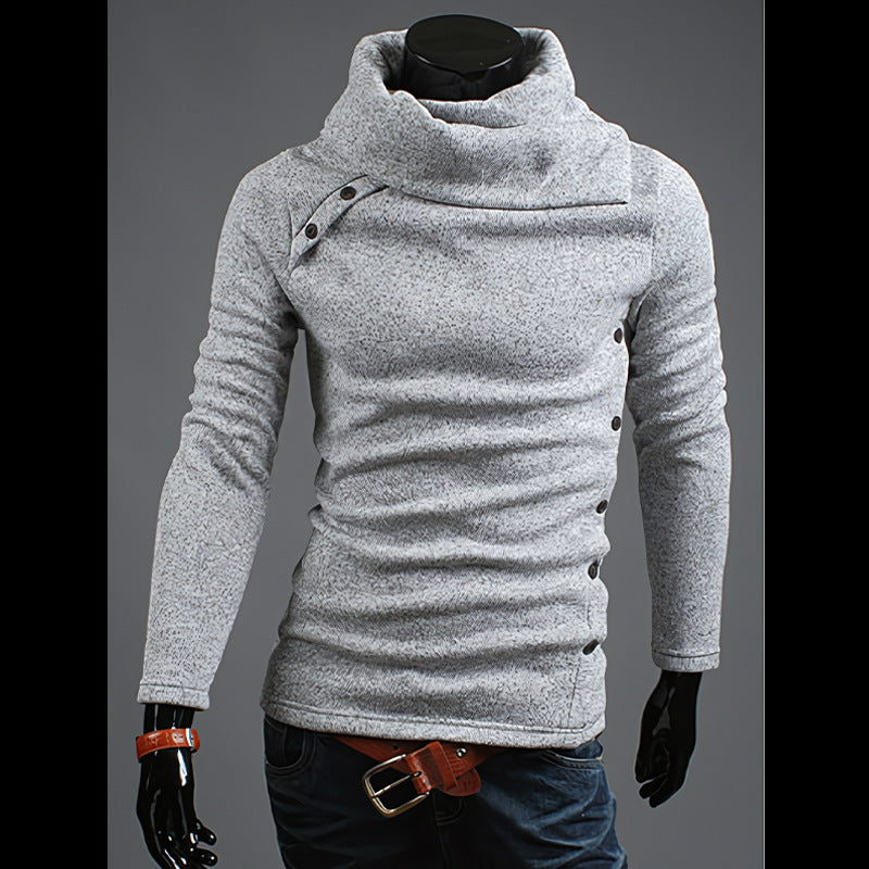 Herren Strickpullover mit großem Schalkragen, asymmetrischer Knopfleiste und schmaler Silhouette Shop Nory