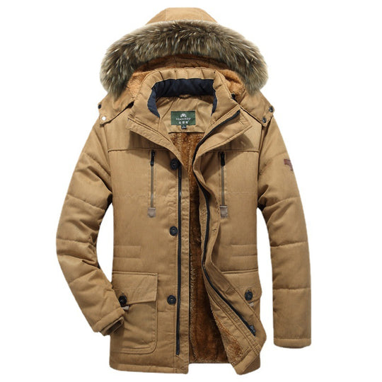 Herren Winterparka mit Teddyfutter, abnehmbarer Kunstfellkapuze und Multifunktionstaschen Shop Nory