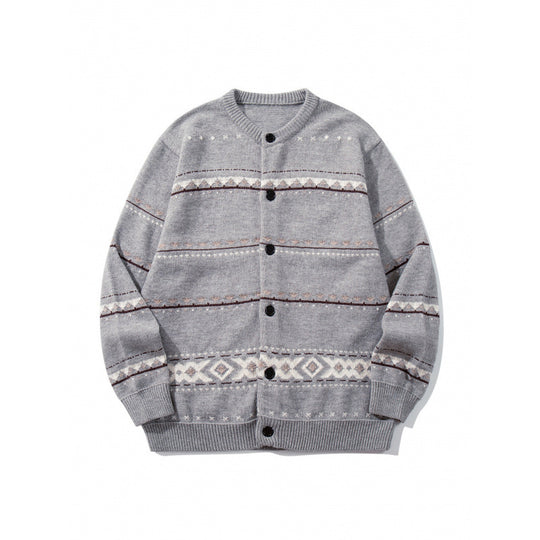 Unisex Jacquard‑Strickcardigan im Boxy‑Cut mit Rundhals und Knopfleiste Shop Nory