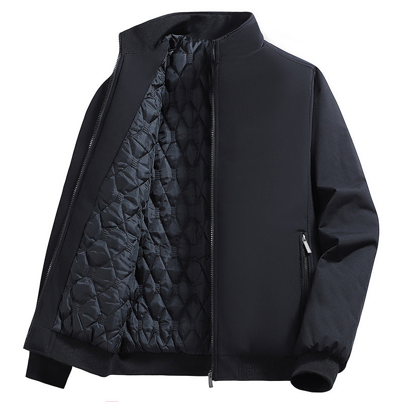 Herren Wattierte Bomberjacke mit Kunstfell-Innenfutter, Stehkragen und Reißverschluss Shop Nory