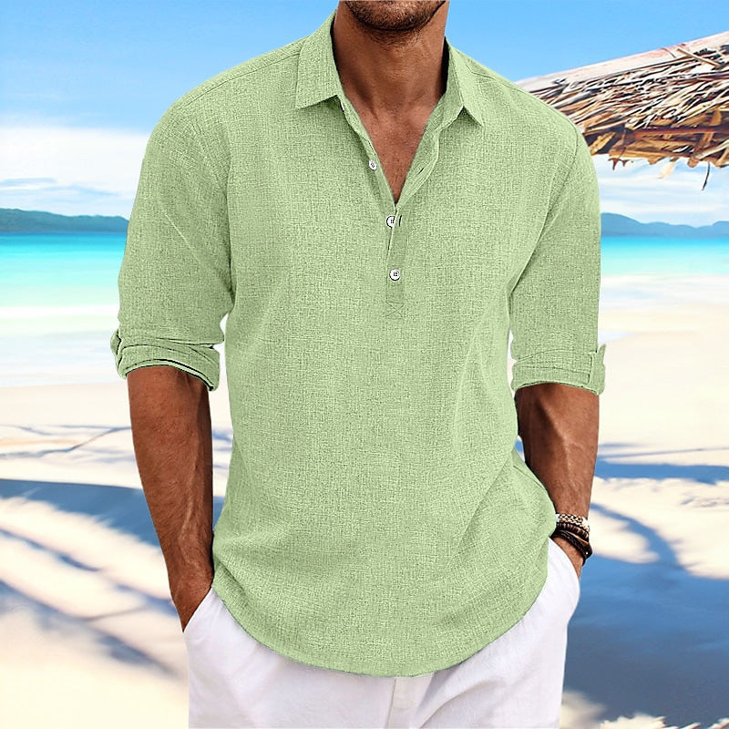 Herren lässiges Langarmhemd mit Knopfleiste und modernen Details Shopnory