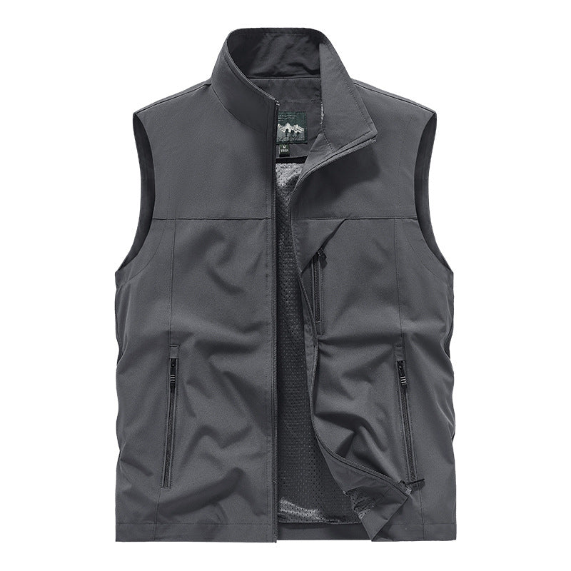 Herren Atmungsaktive Softshell-Utilityweste mit hohem Stehkragen, wasserabweisender Außenlage und mehrfachen Reißverschlusstaschen Shop Nory