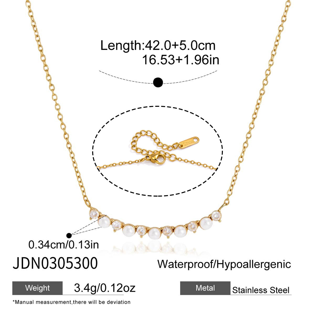 Damen Halskette mit eleganten Zirkonia und Perlenakzenten Shop Nory